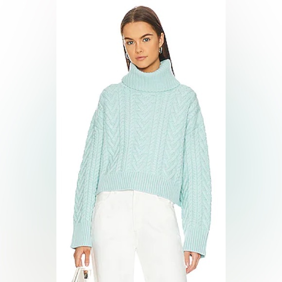 NWT Alice + Olivia Nance Wool Cableknit Turtleneck Crop Sweater Pullover XS - Picture 14 of 16